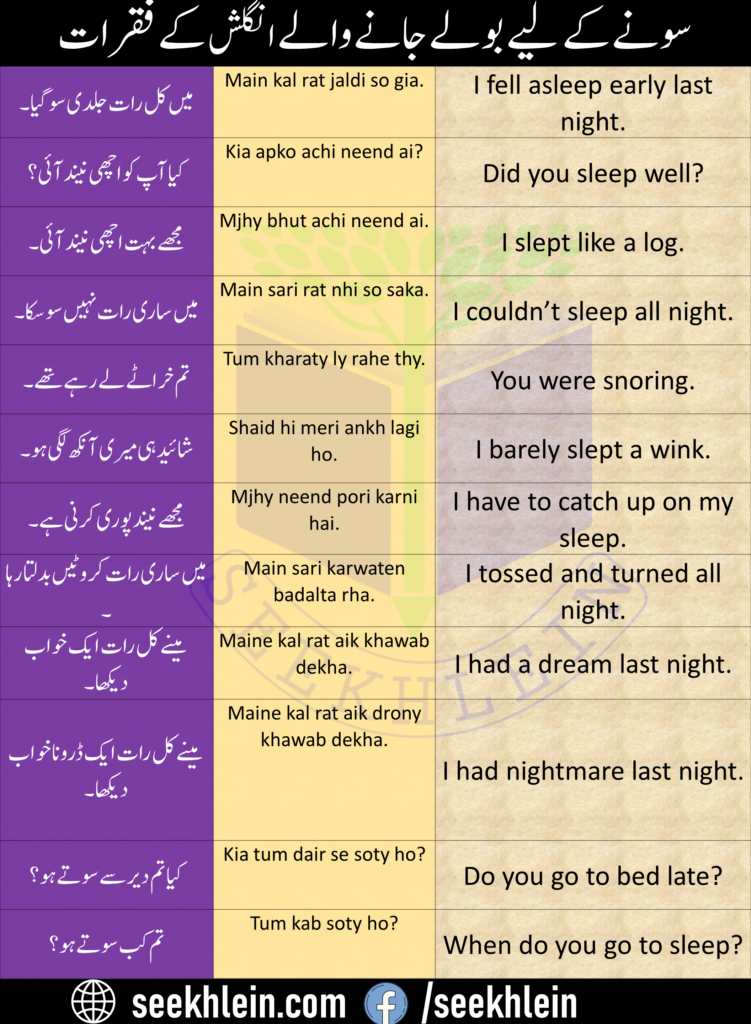 Speak English with sleepy phrases 