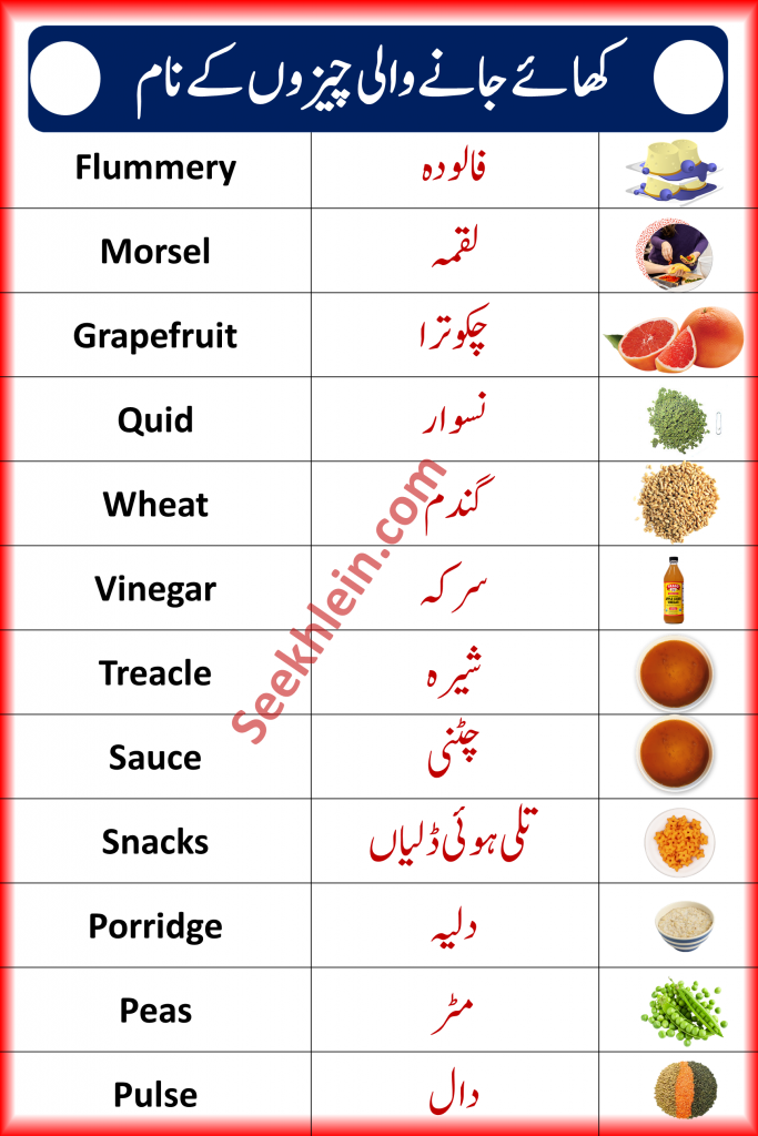 Food Vocabulary Words
