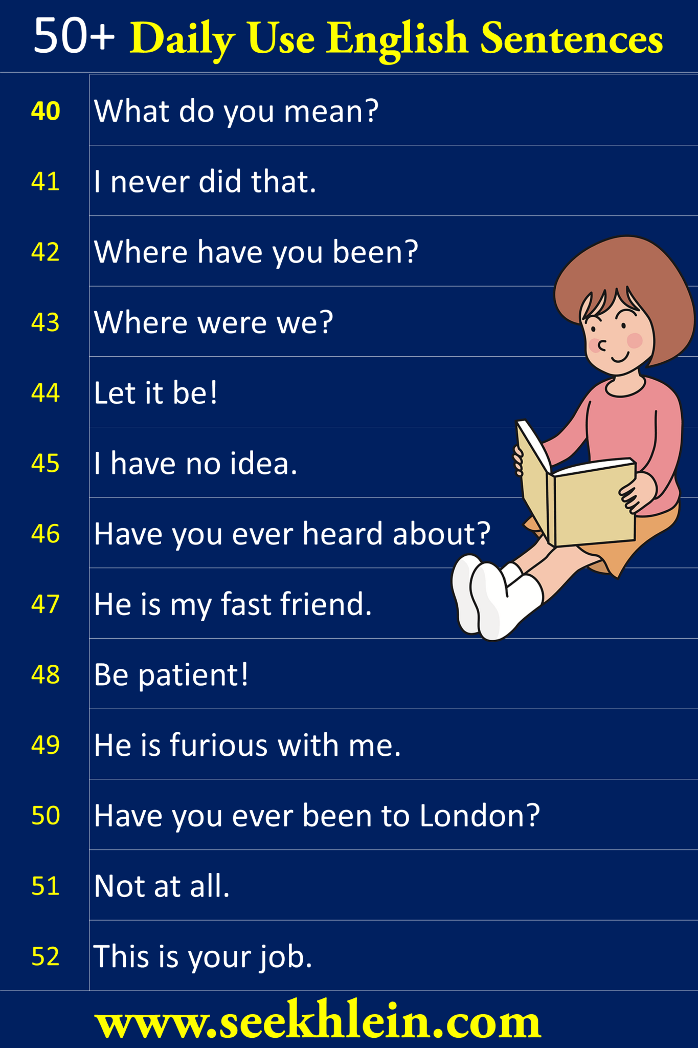 50+ sentences daily use