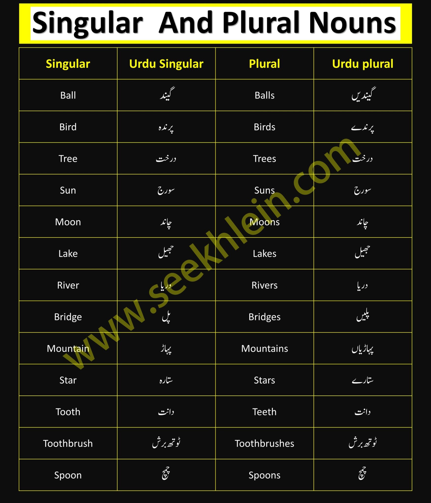 Singular And Plural Nouns With Meaning