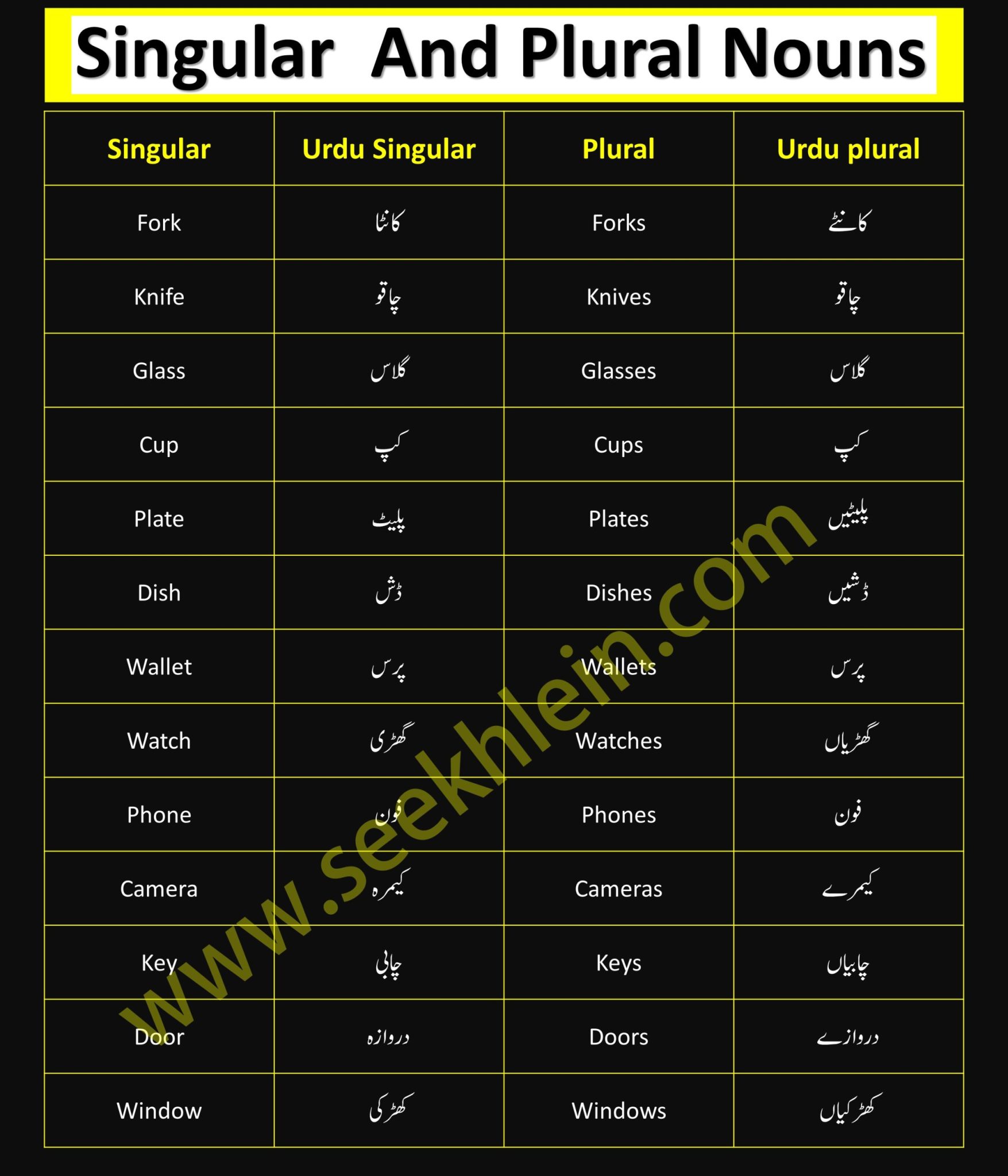 Singular And Plural Nouns With Meaning