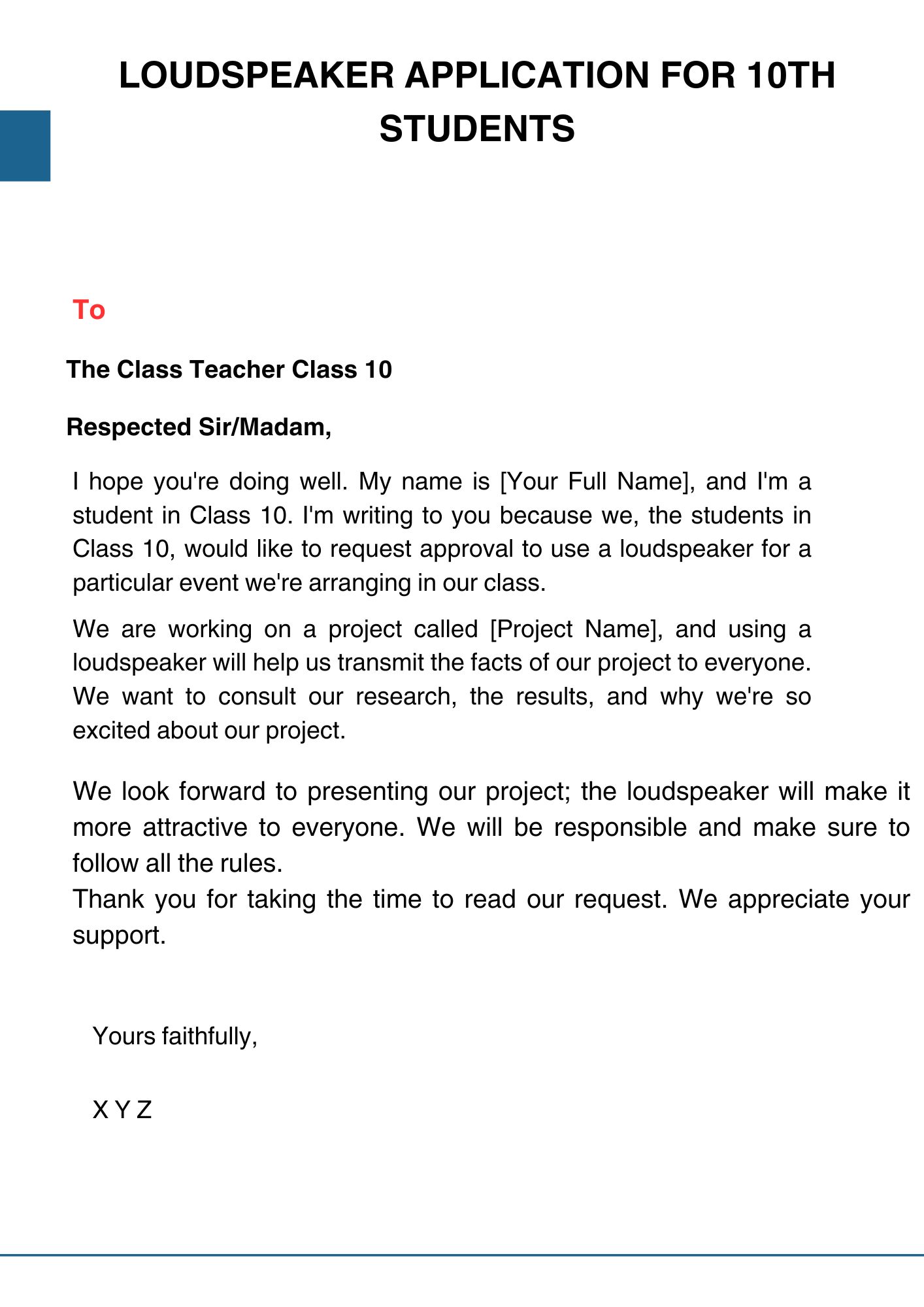 Loudspeaker Applications For Class 10th