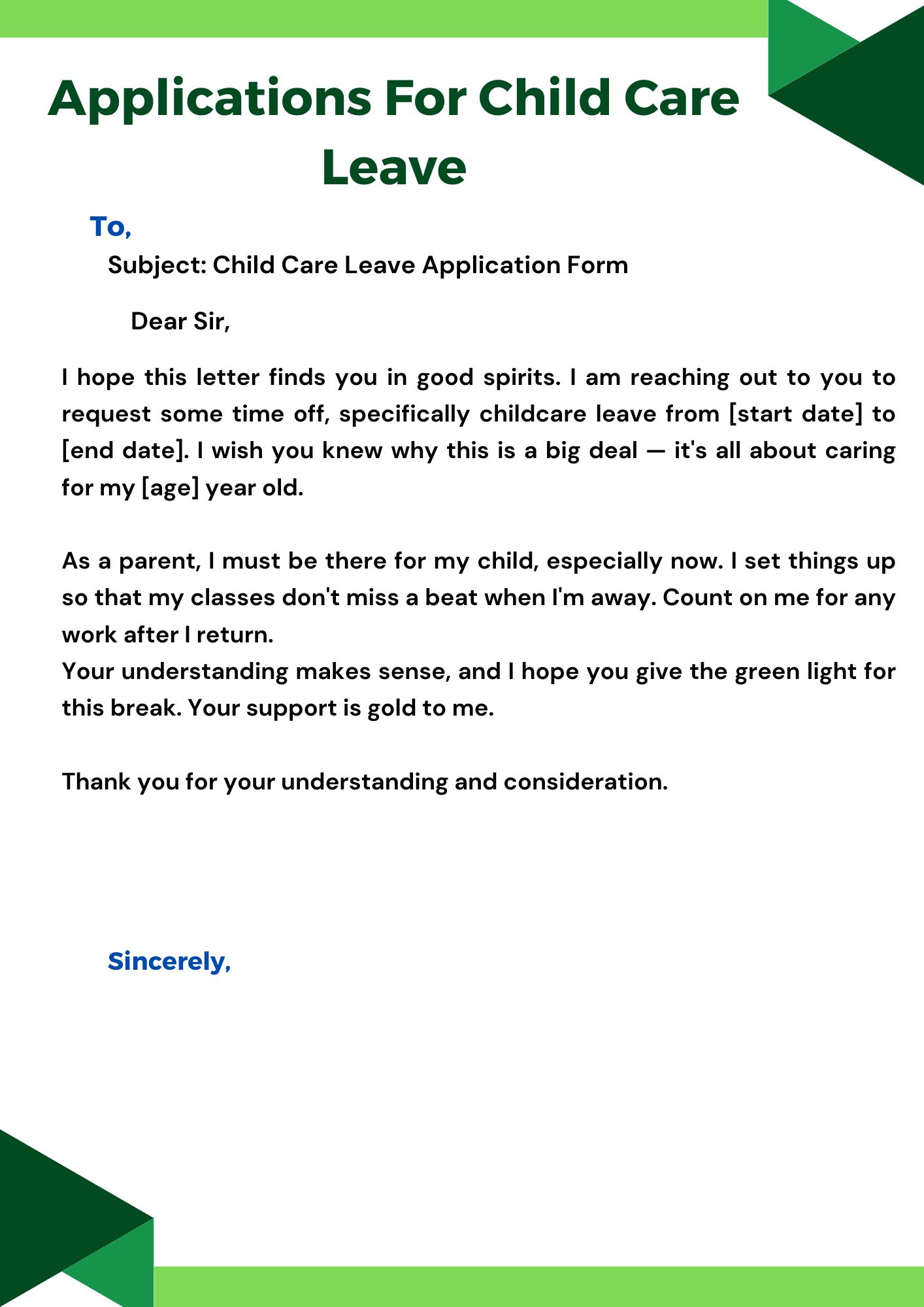 Child Care Leave Application Form (Sample-3)