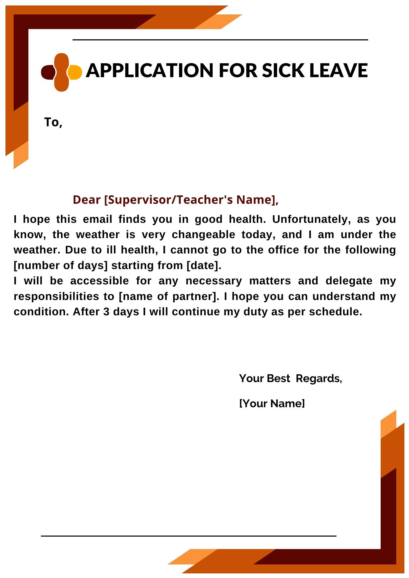 Sick Leave Application For Office